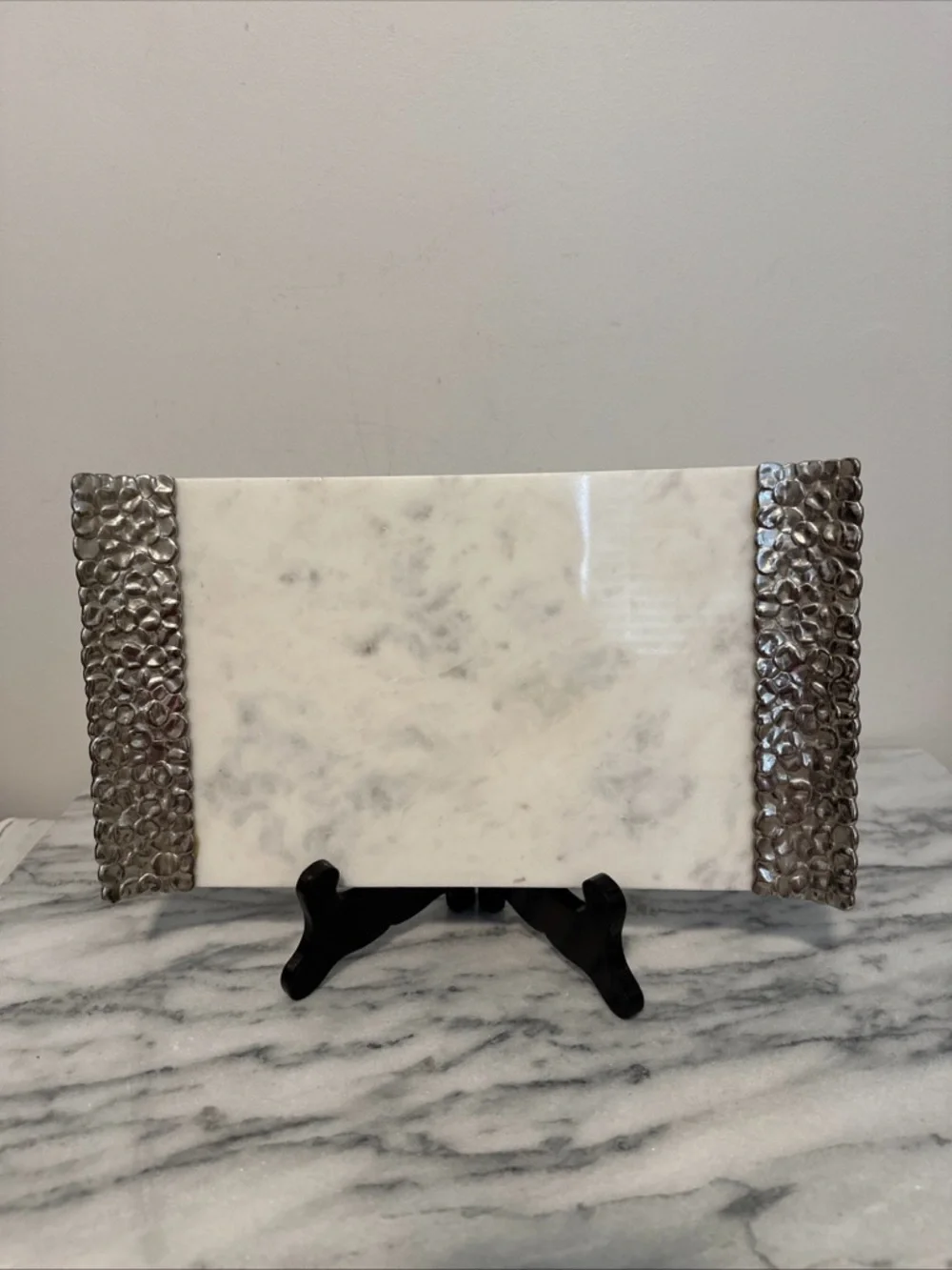 Michael Aram White Marble and Silver Accent Cheese/Serving Board